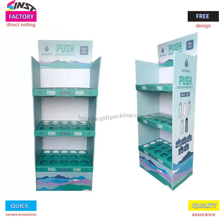Mức hiển thị sàn carton bằng bìa cứng cho chai nước Supermarke