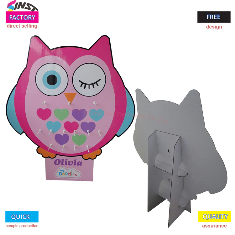 Owl Peg Cardboard Display Stand Túi đựng đồ chơi Móc khóa Văn phòng phẩm có Móc